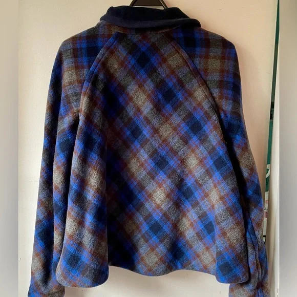 Marc by Marc Jacobs Gable blue gray reversible plaid wool blend jacket. XS/S - Picture 2 of 4